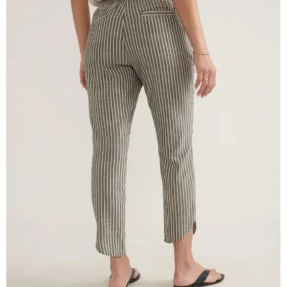 Marine Layer Allison Pants Dolphin Hem, Black/White Stripe, Size Small - Picture 2 of 13
